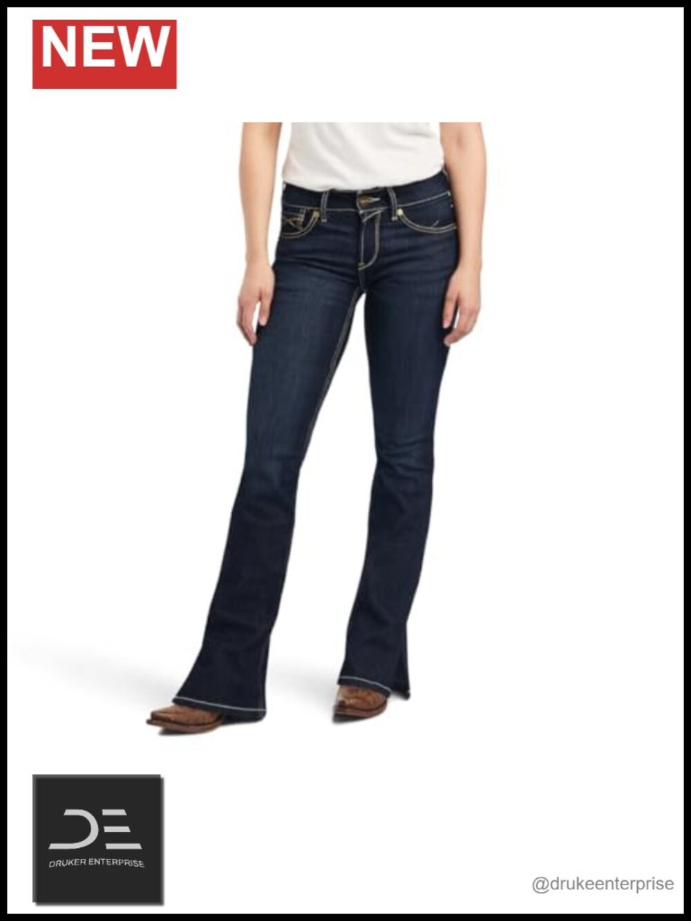 Womens Boot Cut Jeans Low Rise Straight Fit Cotton Stretch